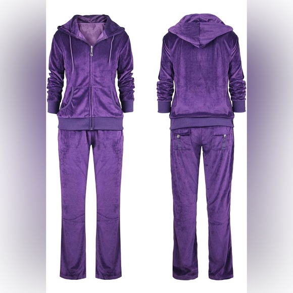 Y2K Purple Velvet Tracksuit - Picture 1 of 1